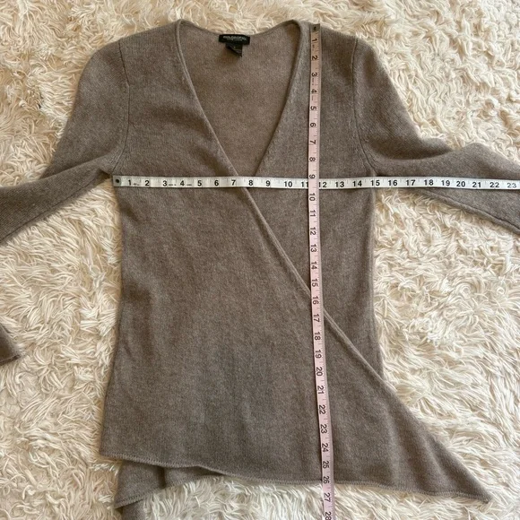 Philosophy Dane Lewis 100% Cashmere Cardigan S Taupe Open Front Soft Cozy - Picture 6 of 8